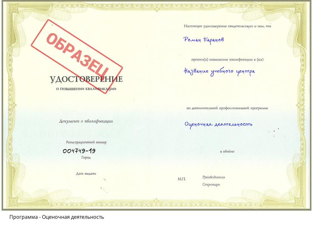 Оценочная деятельность Вятские Поляны