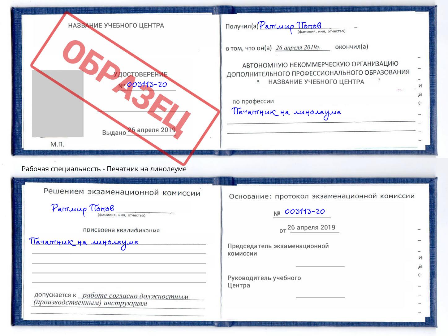 Печатник на линолеуме Вятские Поляны