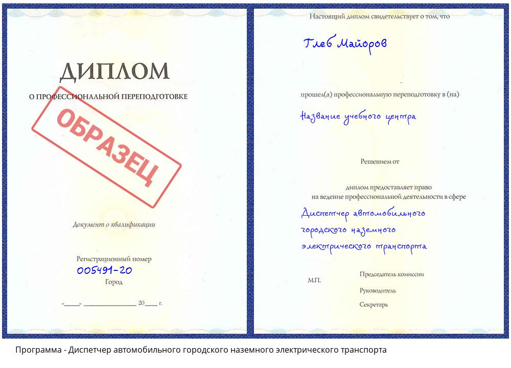 Диспетчер автомобильного городского наземного электрического транспорта Вятские Поляны