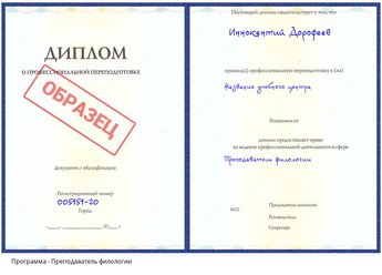 Проф. переподготовка Преподаватель филологии