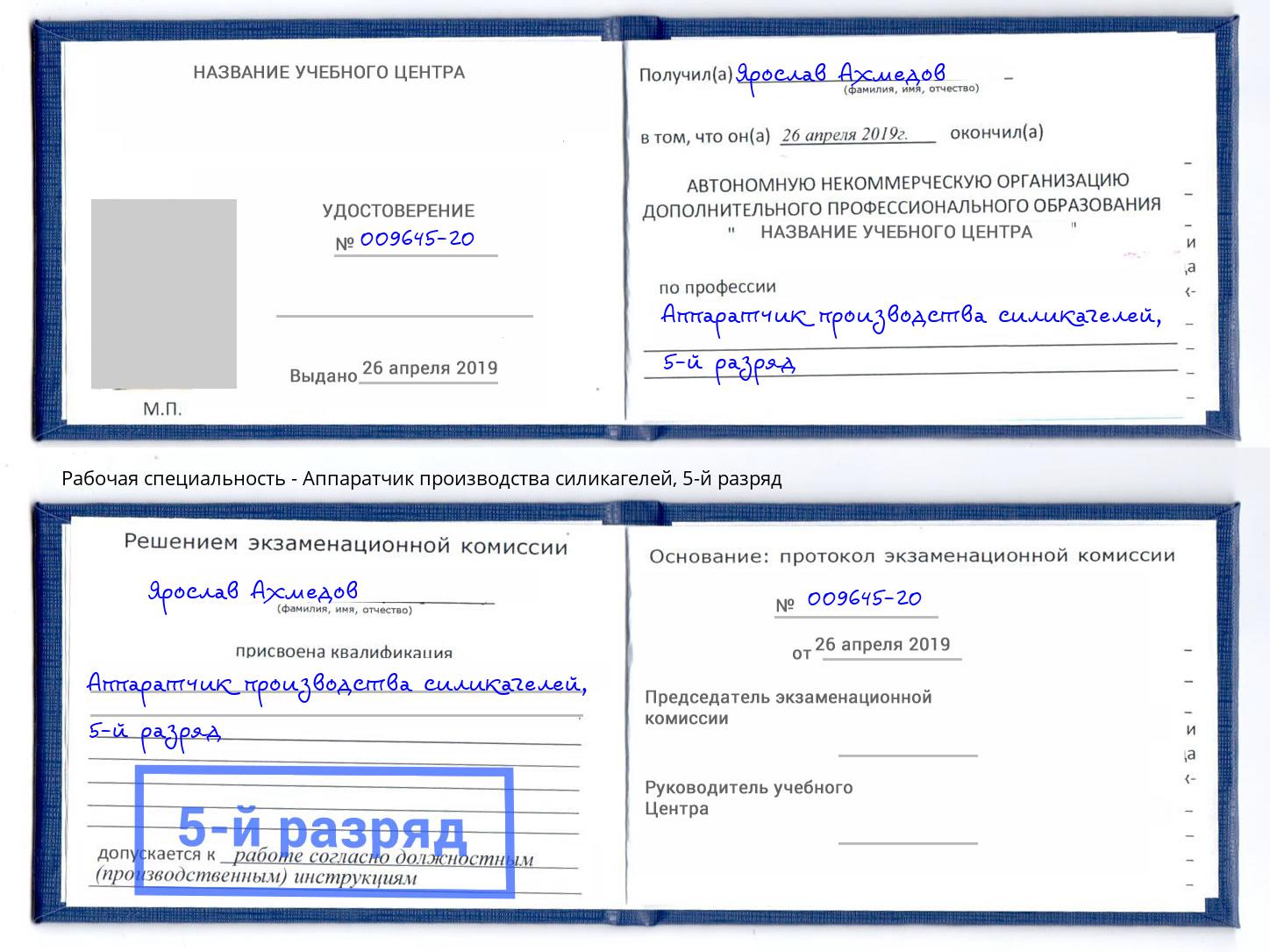 корочка 5-й разряд Аппаратчик производства силикагелей Вятские Поляны