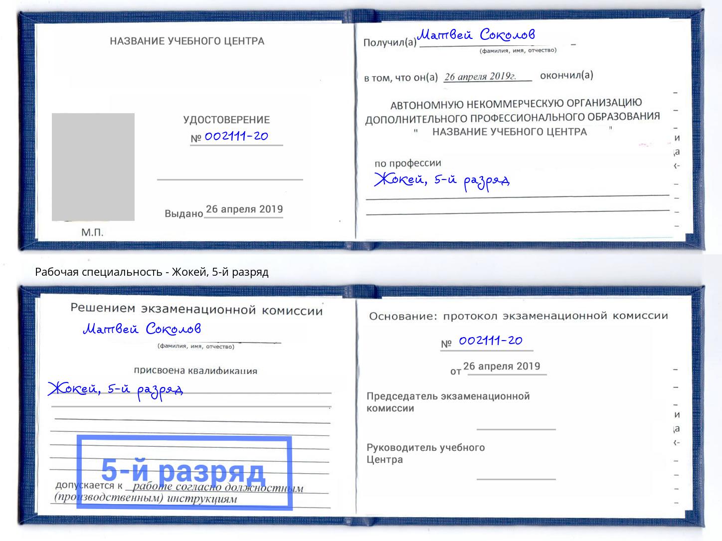 корочка 5-й разряд Жокей Вятские Поляны