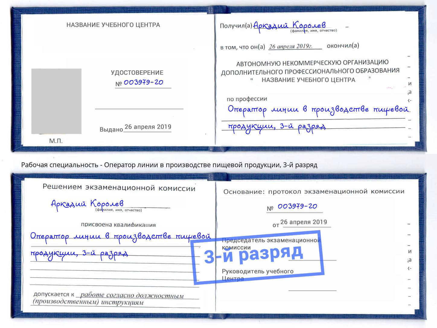 корочка 3-й разряд Оператор линии в производстве пищевой продукции Вятские Поляны